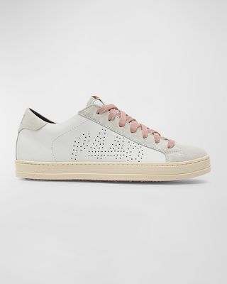 John Mixed Leather Low-Top Sneakers
