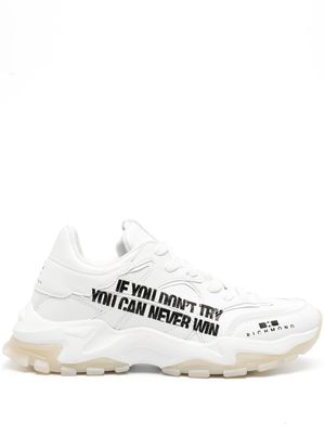 John Richmond 20026 slogan-print faux-leather sneakers - White