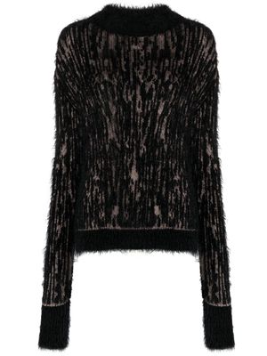 John Richmond abstract-pattern fuzzy-knit jumper - Black