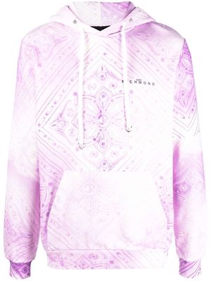 John Richmond bandana-print cotton hoodie - Purple