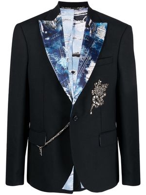 John Richmond contrast-lapel embellished blazer - Black