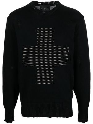 John Richmond cross-motif distressed jumper - Black