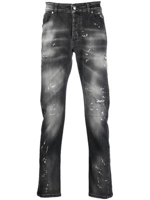 John Richmond distressed-effect straight-leg jeans - Black
