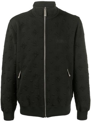John Richmond embossed-monogram cotton bomber jacket - Black