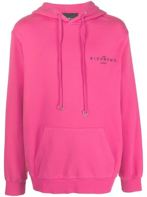 John Richmond embroidered logo cotton hoodie - Pink