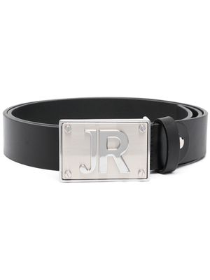 John Richmond engraved-buckle leather belt - Black