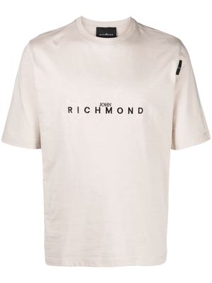 John Richmond Eriko logo-embroidered T-shirt - Neutrals
