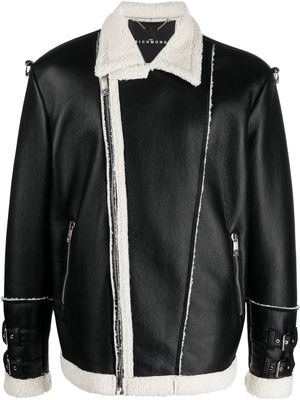 John Richmond faux-shearling-trim jacket - Black