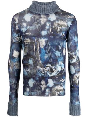 John Richmond Flagley patchwork-print jumper - Blue