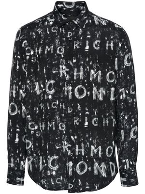 John Richmond graffiti-print poplin shirt - Black