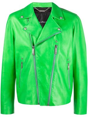 John Richmond graphic-print double-zip biker jacket - Green