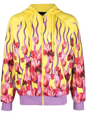 John Richmond graphic-print hooded jacket - Yellow