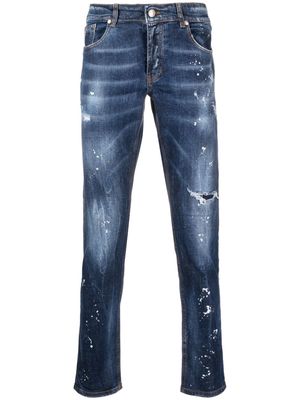 John Richmond Iggy paint-splatter skinny jeans - Blue