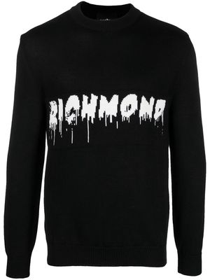John Richmond intarsia-knit logo jumper - Black