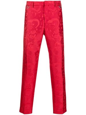 John Richmond jacquard slim-cut trousers - Red