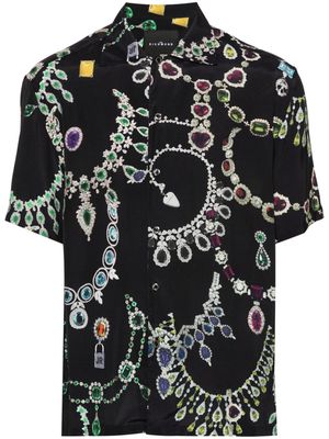 John Richmond Jewellery-Stones-print poplin shirt - Black