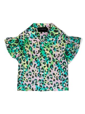 John Richmond Junior abstract leopard-print shirt - Green