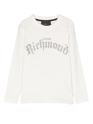 John Richmond Junior bead-logo long-sleeve T-shirt - White