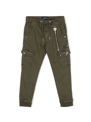 John Richmond Junior chain-detail denim cargo trousers - Green