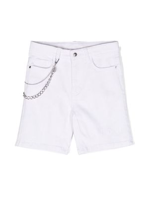 John Richmond Junior chain-link denim shorts - White