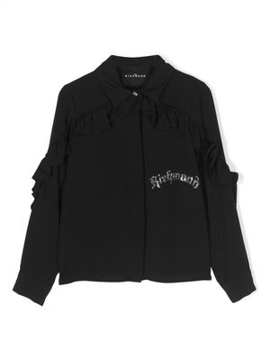 John Richmond Junior crystal-embellished logo shirt - Black
