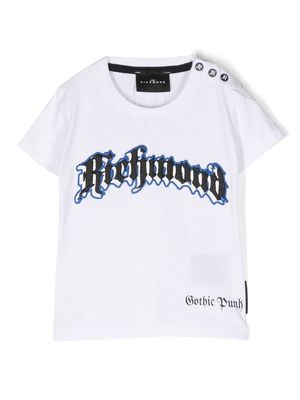 John Richmond Junior embroidered blackletter logo T-shirt - White