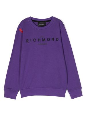 John Richmond Junior embroidered-logo cotton sweatshirt - Purple