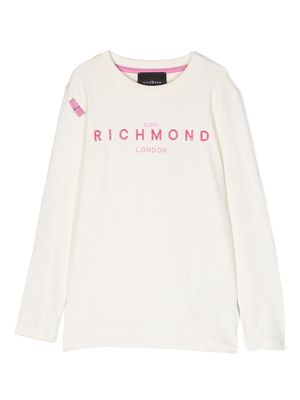 John Richmond Junior embroidered-logo cotton sweatshirt - White