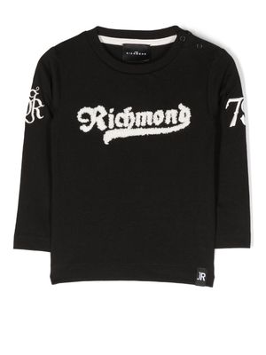 John Richmond Junior flocked-logo long-sleeve T-shirt - Black
