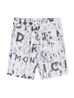 John Richmond Junior graffiti-print linen shorts - White