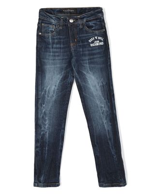 John Richmond Junior Idolm embroidered-logo cotton jeans - Blue