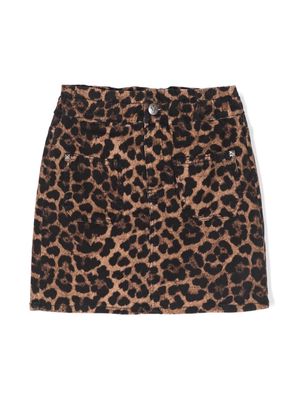 John Richmond Junior leopard-print cotton-blend skirt - Neutrals