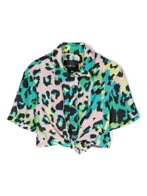 John Richmond Junior leopard-print cropped blouse - Green