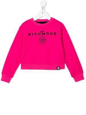 John Richmond Junior logo-embroidered cotton sweatshirt - Pink