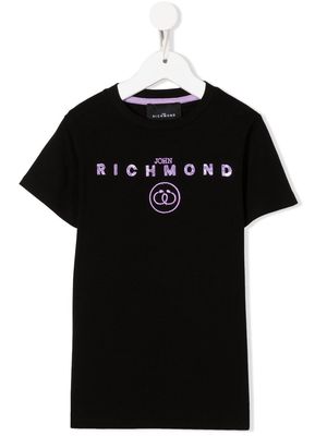 John Richmond Junior logo-embroidered cotton T-shirt - Black