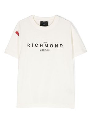 John Richmond Junior logo-embroidered cotton T-shirt - Neutrals