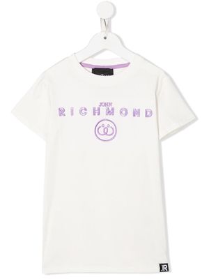 John Richmond Junior logo-embroidered cotton T-shirt - White