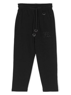 John Richmond Junior logo-embroidered drawstring track pants - Black
