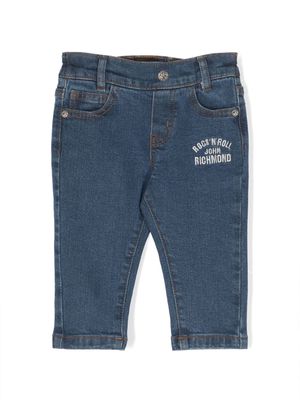 John Richmond Junior logo-embroidered elasticated-waistband jeans - Blue