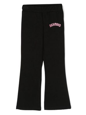 John Richmond Junior logo-embroidered flared trousers - Black