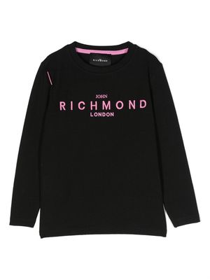 John Richmond Junior logo embroidered jersey sweatshirt - Black