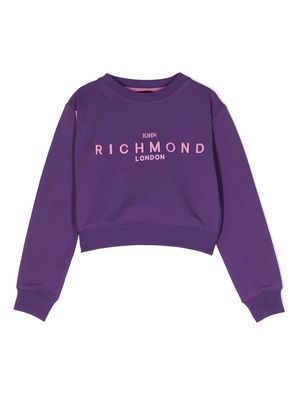 John Richmond Junior logo-embroidered jersey sweatshirt - Purple