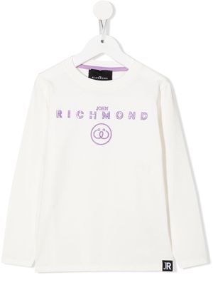 John Richmond Junior logo-embroidered long-sleeve T-shirt - White