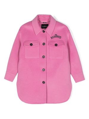 John Richmond Junior logo-embroidered shirt jacket - Pink