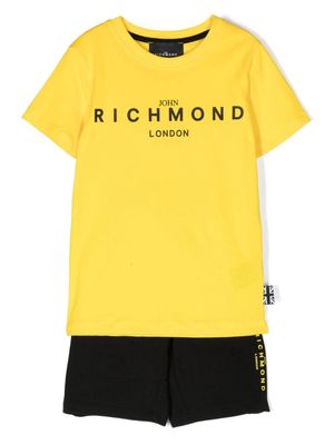 John Richmond Junior logo-print cotton short set - Yellow