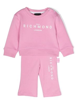 John Richmond Junior logo-print cotton tracksuit set - Pink