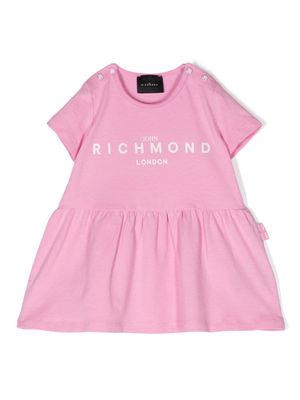 John Richmond Junior logo-print flared dress - Pink
