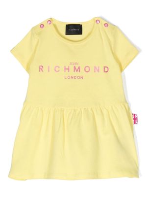 John Richmond Junior logo-print flared dress - Yellow
