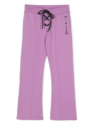 John Richmond Junior logo-print lace-up cotton trousers - Purple
