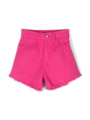 John Richmond Junior logo-print raw-cut shorts - Pink